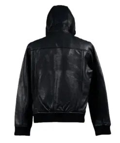 mens-black-bomber-faux-leather-hooded-jacket