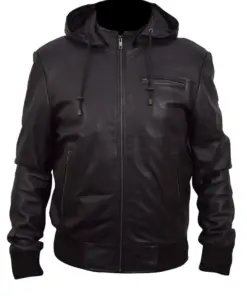 mens-black-bomber-hoodie-faux-leather-jacket