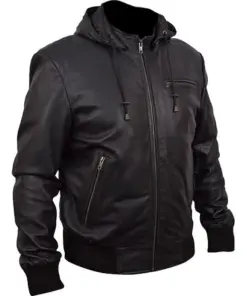 mens-black-bomber-hoodie-faux-leather-jacket