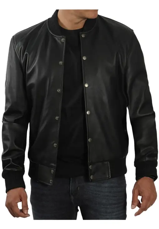 mens-black-classic-faux-leather-bomber-jacket