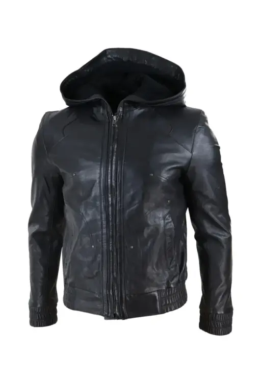 mens-black-faux-leather-bomber-jacket-with-hood