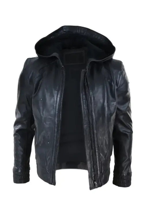 mens-black-faux-leather-bomber-jacket-with-hood