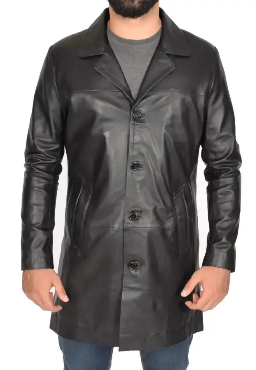 mens-black-faux-leather-single-breasted-coat