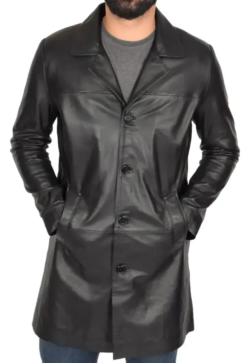 mens-black-faux-leather-single-breasted-coat