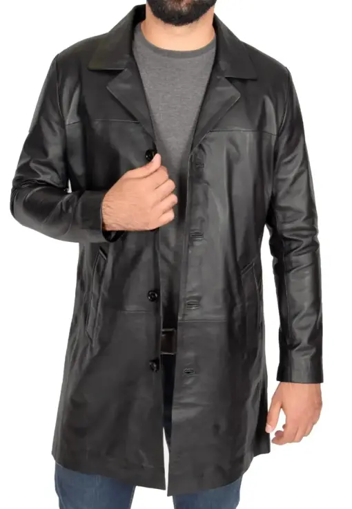 mens-black-faux-leather-single-breasted-coat