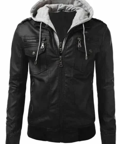 mens-black-faux-leather-slim-fit-jacket-with-hoodie