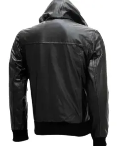 mens-black-hoodie-faux-leather-bomber-jacket