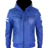 mens-blue-hooded-faux-leather-bomber-jacket