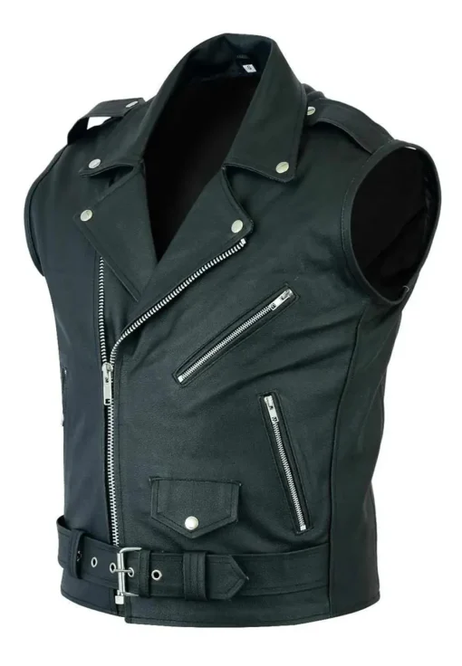 mens-brando-vintage-black-faux-leather-biker-vest