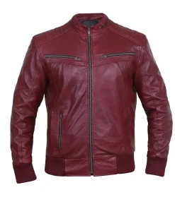 mens-burgundy-faux-leather-bomber-jacket