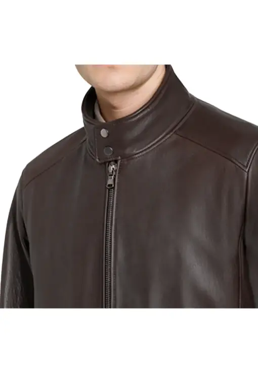 mens-buttoned-collar-chocolate-faux-leather-bomber-jacket