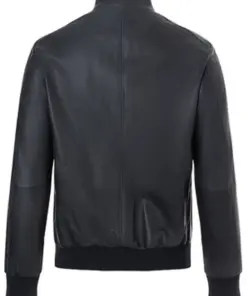 mens-buttoned-collar-navy-faux-leather-bomber-jacket