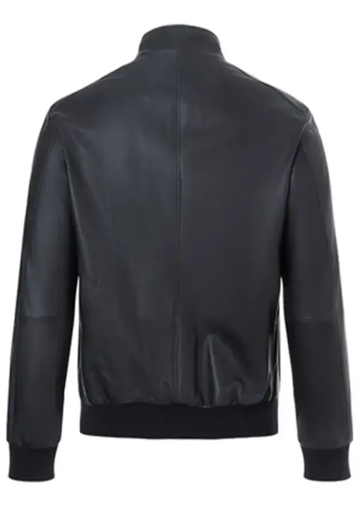 mens-buttoned-collar-navy-faux-leather-bomber-jacket