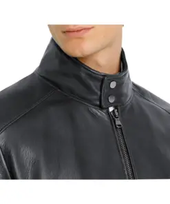 mens-buttoned-collar-navy-faux-leather-bomber-jacket