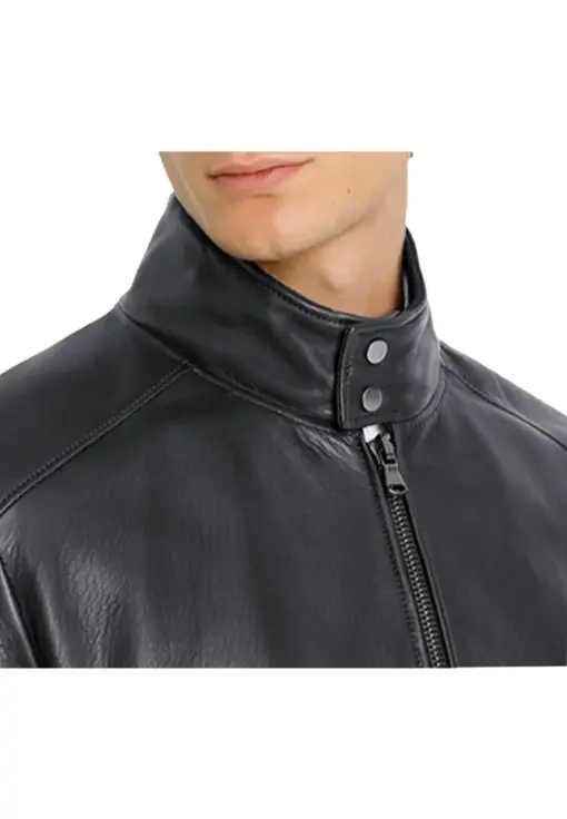 mens-buttoned-collar-navy-faux-leather-bomber-jacket