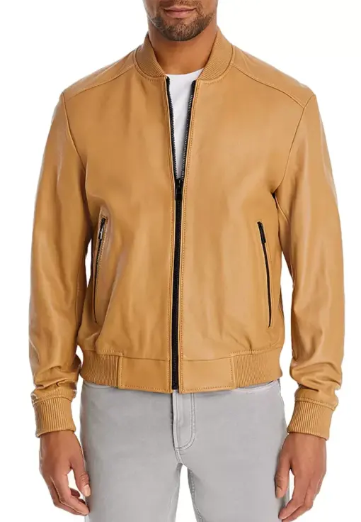 mens-camel-brown-faux-leather-bomber-jacket