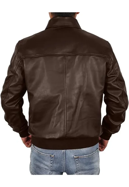 mens-casual-brown-faux-leather-motorbike-bomber-jacket