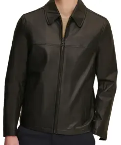 mens-casual-shirt-collar-black-faux-leather-jacket