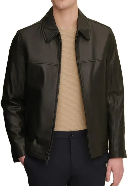 mens-casual-shirt-collar-black-faux-leather-jacket