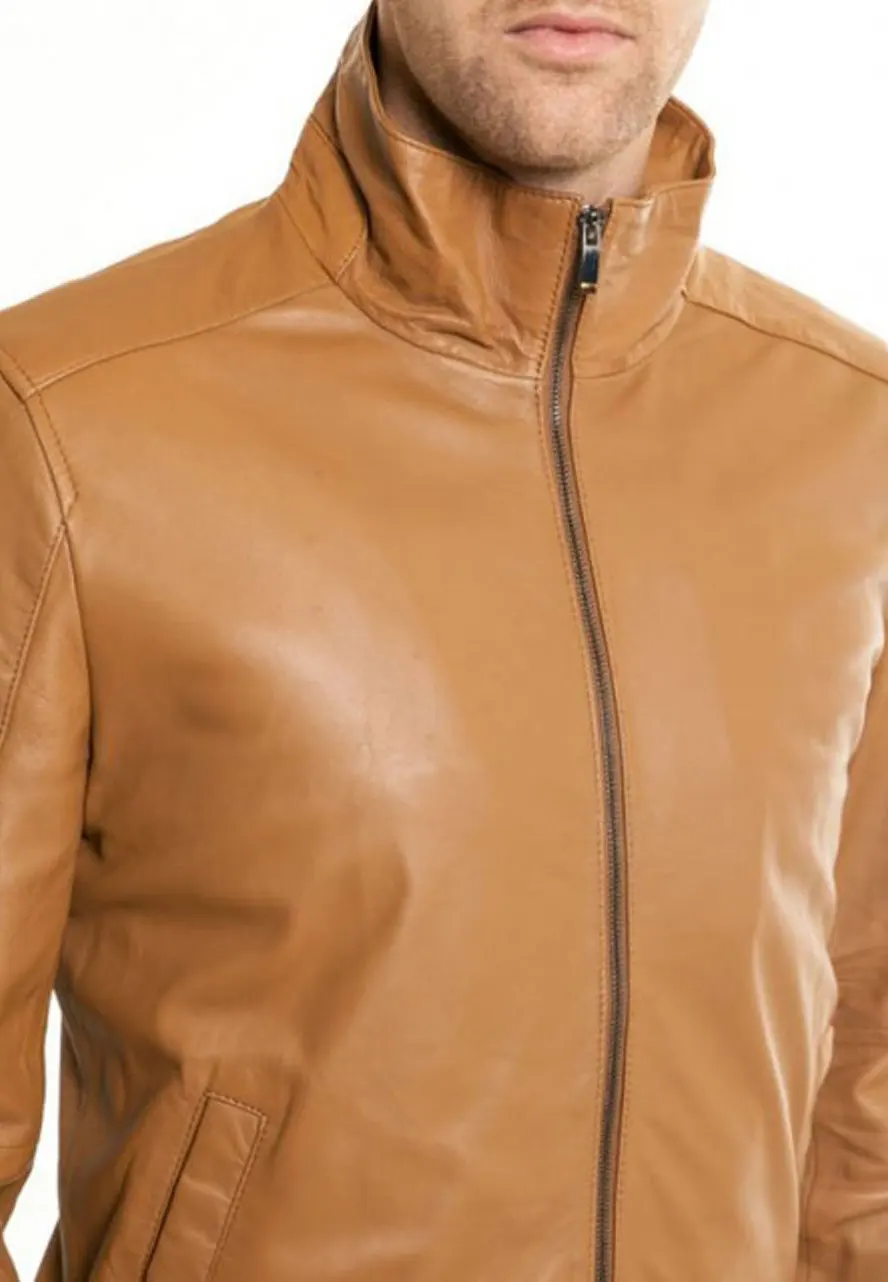 mens-casual-wear-camel-faux-leather-bomber-jacket-2 mens-casual-wear-camel-faux-leather-bomber-jacket