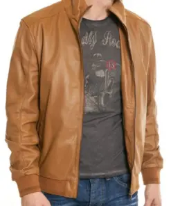 mens-casual-wear-camel-faux-leather-bomber-jacket