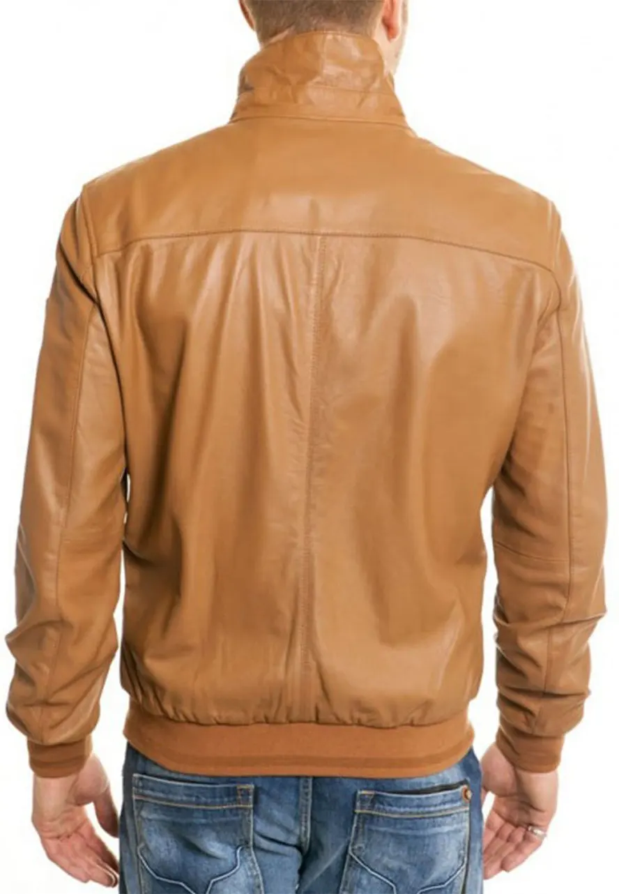 mens-casual-wear-camel-faux-leather-bomber-jacket-4 mens-casual-wear-camel-faux-leather-bomber-jacket