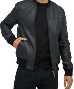 mens-elegant-black-bomber-faux-leather-jacket