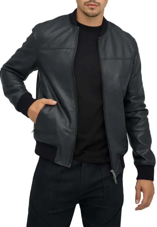 mens-elegant-black-bomber-faux-leather-jacket