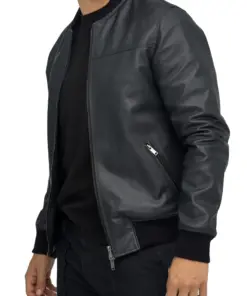 mens-elegant-black-bomber-faux-leather-jacket