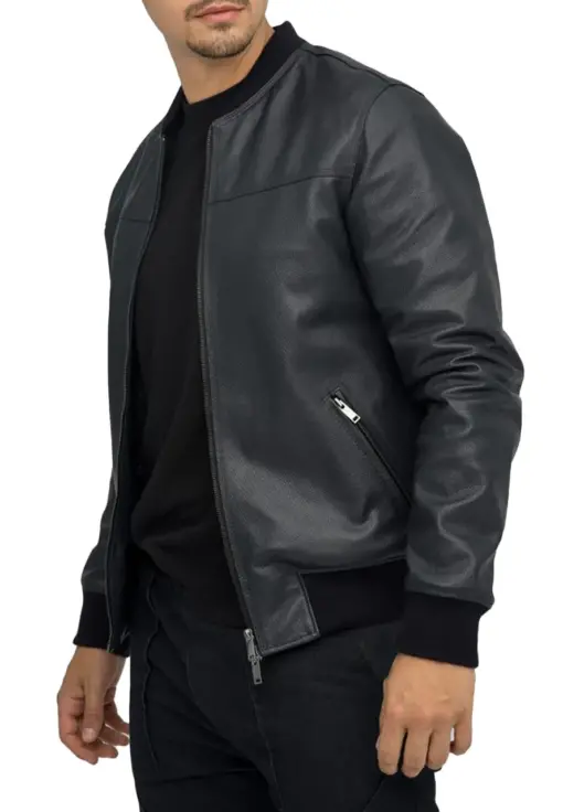 mens-elegant-black-bomber-faux-leather-jacket