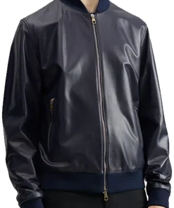 mens-elegant-blue-faux-leather-bomber-jacket