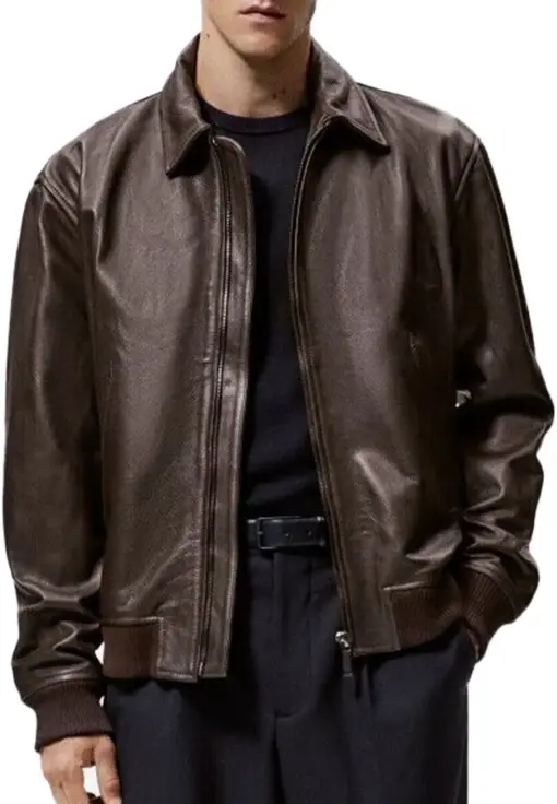 mens-excelled-brown-faux-leather-bomber-jacket