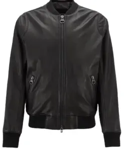 mens-fashion-black-bomber-faux-leather-jacket