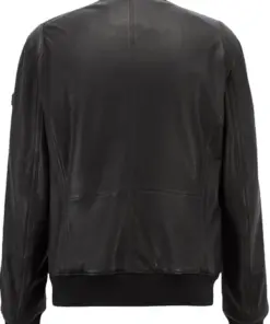 mens-fashion-black-bomber-faux-leather-jacket