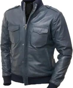 mens-faux-leather-blue-bomber-jacket