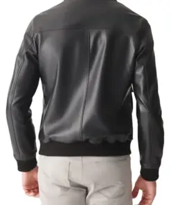 mens-flap-pocket-black-faux-leather-bomber-jacket