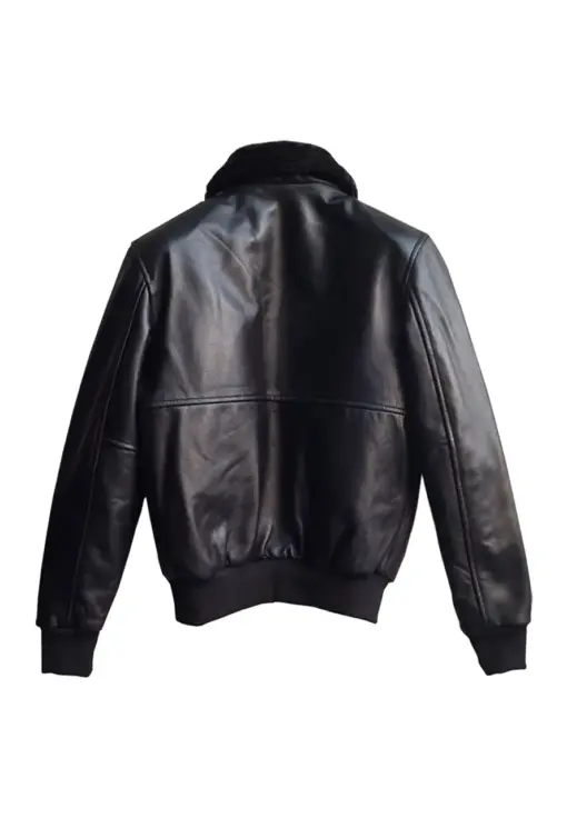 mens-fur-collar-black-faux-leather-bomber-jacket