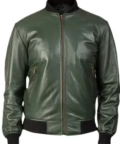 mens-glossy-green-faux-leather-bomber-jacket