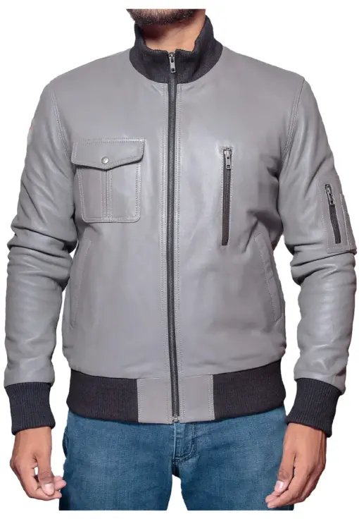 mens-grey-faux-leather-flight-bomber-jacket