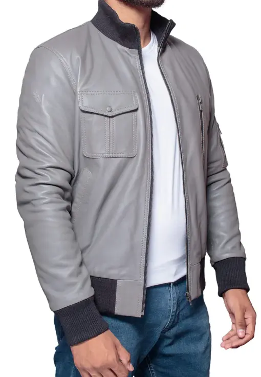 mens-grey-faux-leather-flight-bomber-jacket