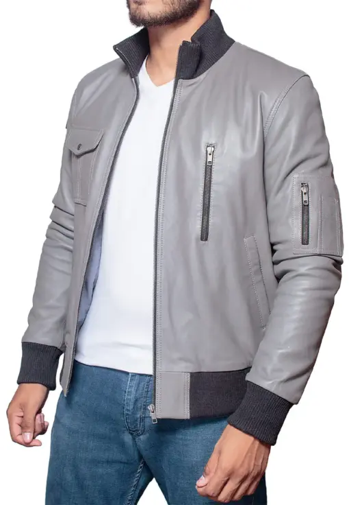 mens-grey-faux-leather-flight-bomber-jacket