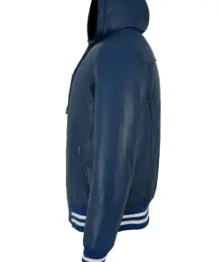 mens-hooded-blue-faux-leather-bomber-jacket