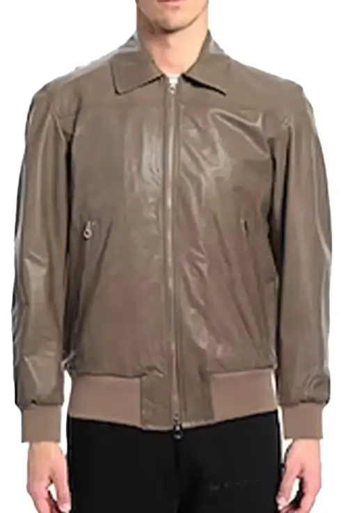 mens-khaki-faux-leather-bomber-jacket