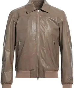 mens-khaki-faux-leather-bomber-jacket