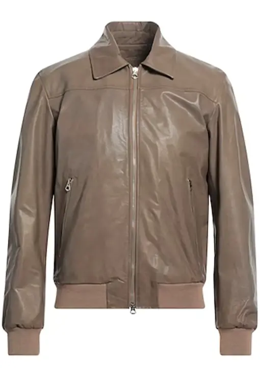 mens-khaki-faux-leather-bomber-jacket