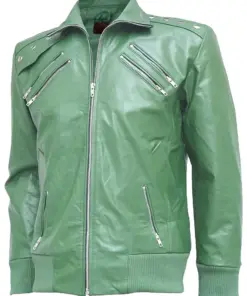 mens-light-green-faux-leather-bomber-jacket