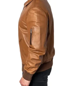 mens-long-sleeve-brown-faux-leather-bomber-jacket