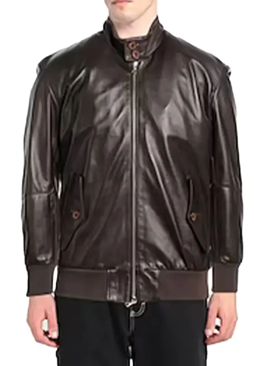 mens-long-sleeve-dark-brown-faux-leather-bomber-jacket