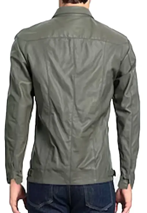 mens-military-green-faux-leather-biker-jacket