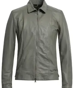 mens-military-green-faux-leather-biker-jacket